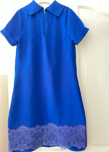 Mavi Kısa Kollu Elbise - Görsel 2