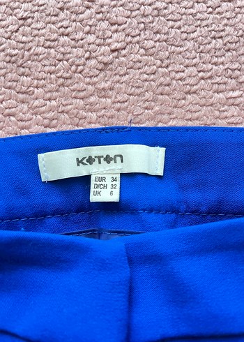 Koton Mavi Kadın Pilili Kumaş Pantolon