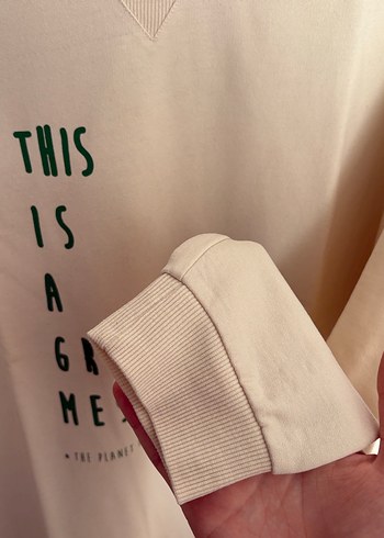 xl Beden yeşil Renk Yeşil Baskılı Uzun Kollu Basic Sweatshirt