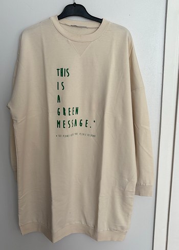 Yeşil Baskılı Uzun Kollu Basic Sweatshirt