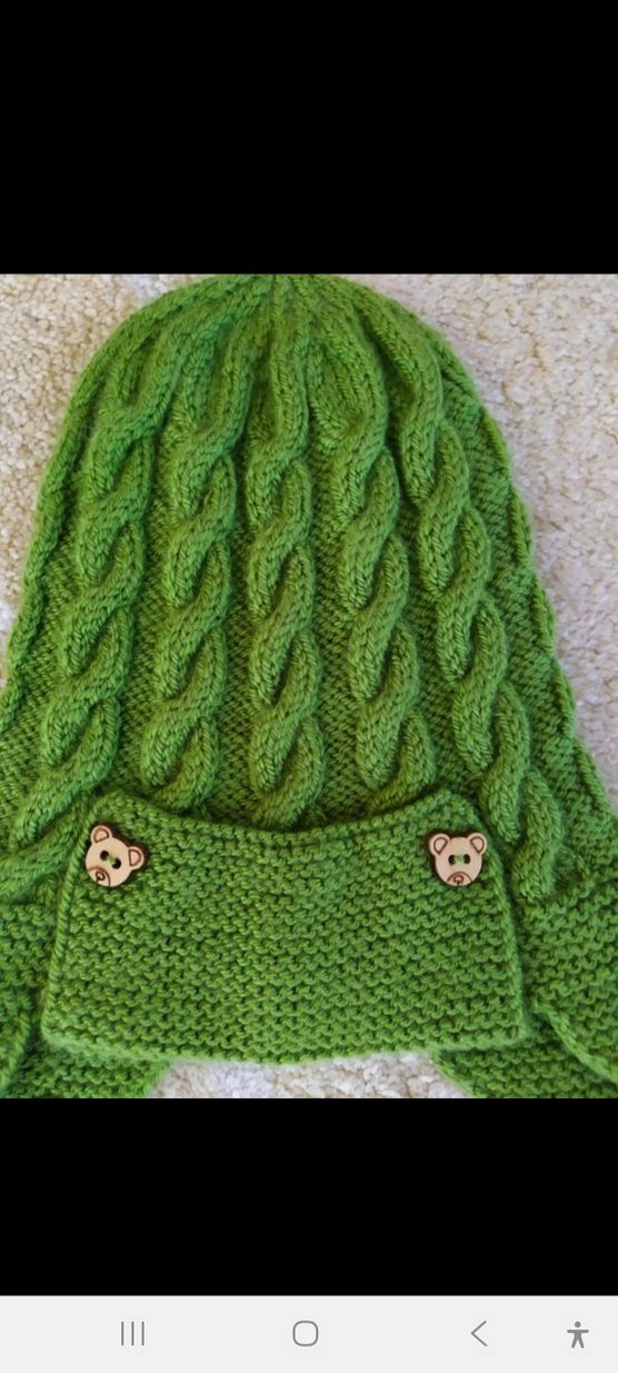 Yeşil Örgü Çocuk Kulaklıklı Bere - Görsel 2