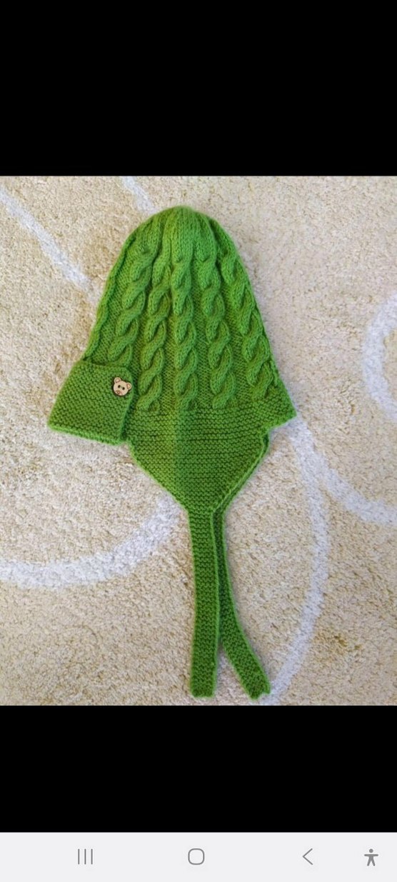 Yeşil Örgü Çocuk Kulaklıklı Bere - Görsel 3