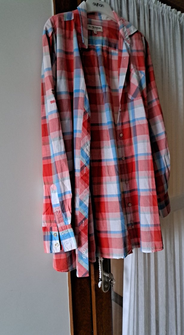 Düğmeli Kırmızı Salaş Midi Gömlek - Görsel 5