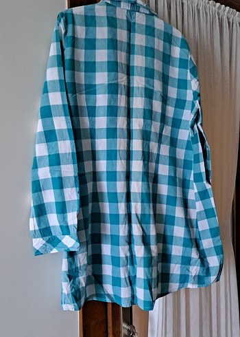 Turkuaz Düğmeli Pamuklu Kadın Gömlek - Görsel 3