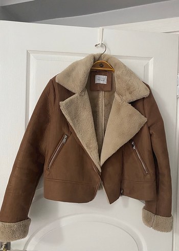 Kürklü Bej Süet Kadın Ceket - Görsel 3