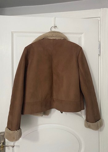 Kürklü Bej Süet Kadın Ceket - Görsel 2