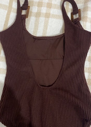 Kahverengi Tokalı Askılı Mayo - Görsel 4