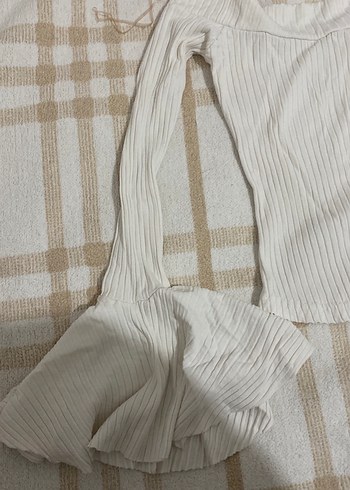 Beyaz Fitilli Uzun Kollu Kadın Bluz - Görsel 2