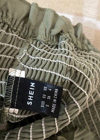 Kadın Haki Keten Fırfırlı Bohem büstiyer - Görsel 2