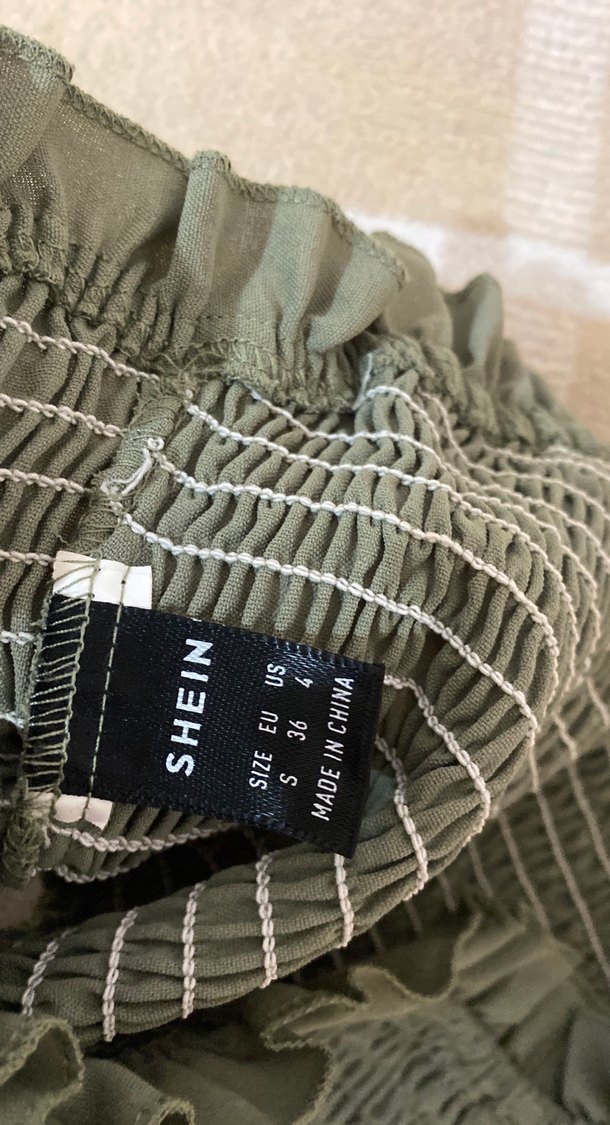 Kadın Haki Keten Fırfırlı Bohem büstiyer - Görsel 2