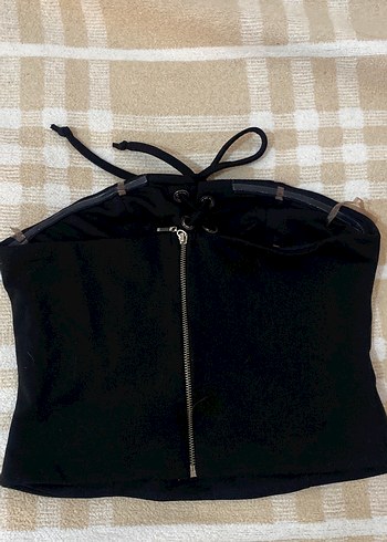 Siyah Bağcıklı straplez üst - Görsel 2