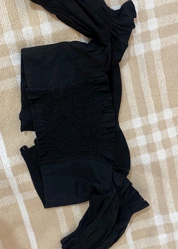 Düğmeli Siyah Kadın Keten Bluz - Görsel 3