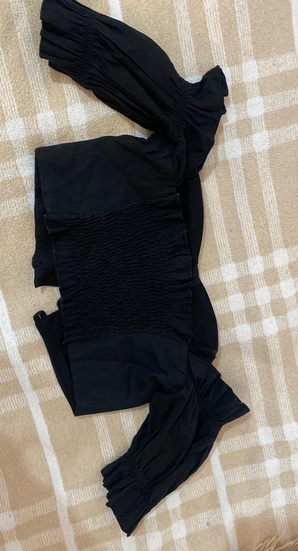 Düğmeli Siyah Kadın Keten Bluz - Görsel 3