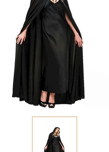 Cadılar bayramına uygun Siyah Drape Kapüşonlu pelerin - Görsel 2