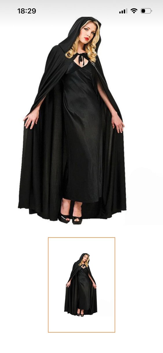 Cadılar bayramına uygun Siyah Drape Kapüşonlu pelerin - Görsel 2