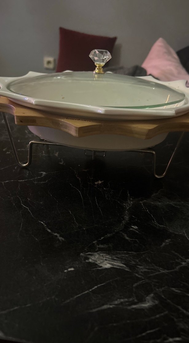 Sofra için altında mum yanan servis tabağı - Görsel 5