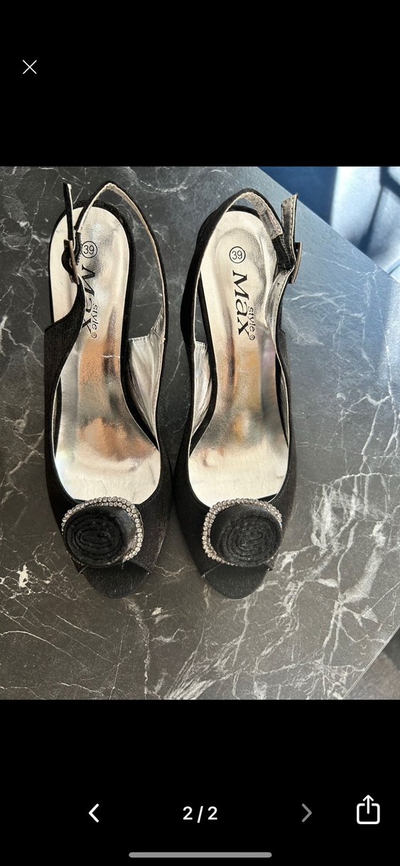 Siyah Tokalı Yüksek Topuklu Kadın Abiye Ayakkabı 39 numara - Görsel 2