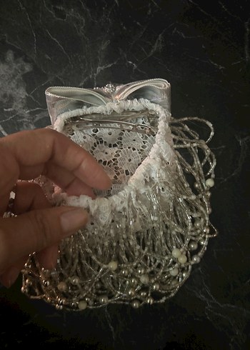 Boncuk İşlemeli Gri Bohem Düğün Aksesuarı topuz tokası - Görsel 4