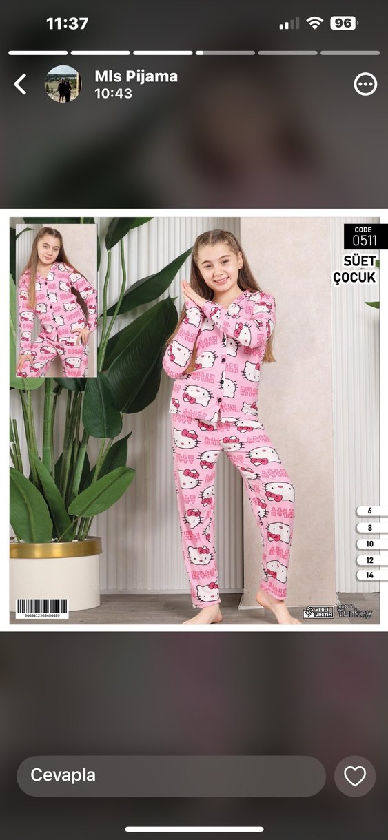 Pembe Uzun Kollu Gevşek Fit Çocuk Pijama Takımı - Görsel 2
