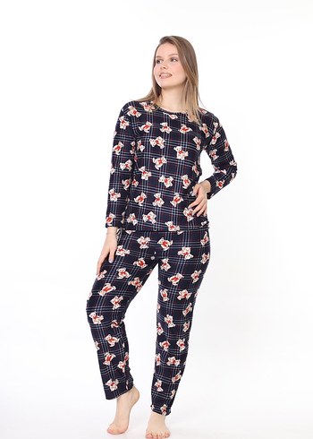 Lacivert ayıcık Desenli Kadın Pijama Takımı
Süet kadife kumaş - Görsel 3