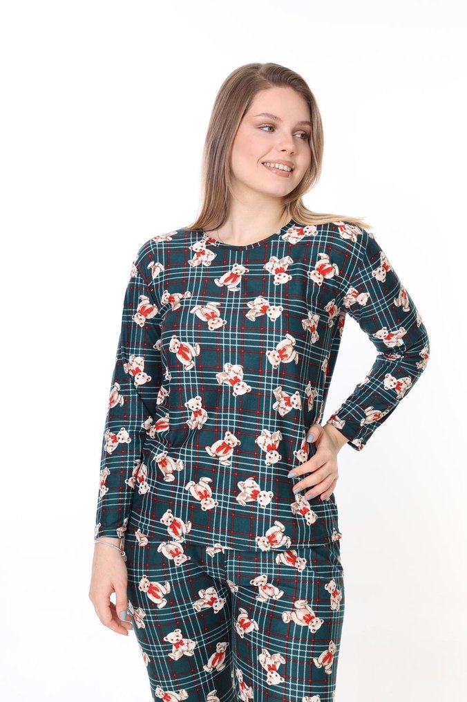 Lacivert ayıcık Desenli Kadın Pijama Takımı
Süet kadife kumaş - Görsel 4