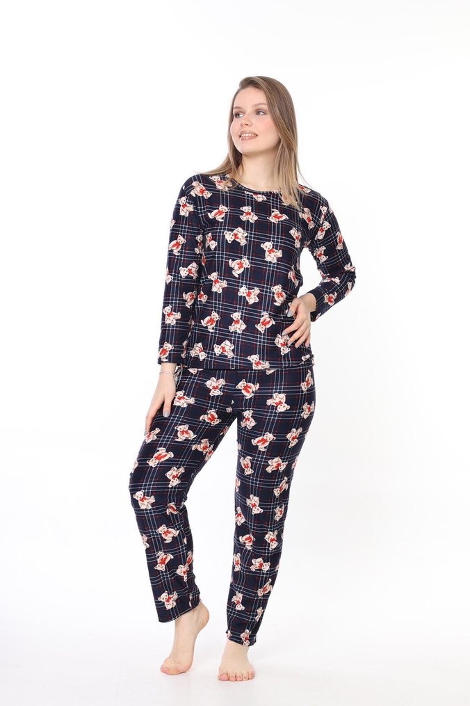 Lacivert ayıcık Desenli Kadın Pijama Takımı
Süet kadife kumaş - Görsel 3
