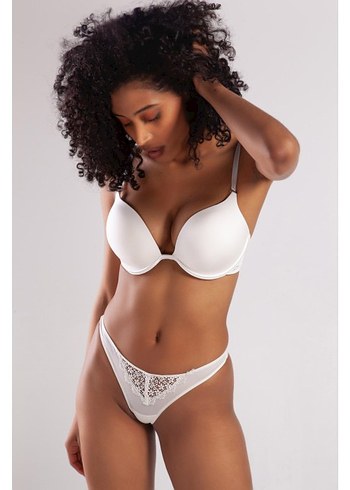 Golshan Garland Mini String, Kadın Güpürlü Ekru Külot - Görsel 4