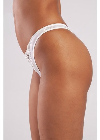 Golshan Garland Mini String, Kadın Güpürlü Ekru Külot - Görsel 3