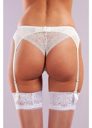 l Beden beyaz Renk Golshan Gala Lace Garter Belt, Kadın Dantelli Ekru Jartiyer