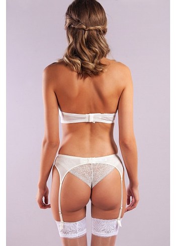 Golshan Gala Lace Garter Belt, Kadın Dantelli Ekru Jartiyer - Görsel 5