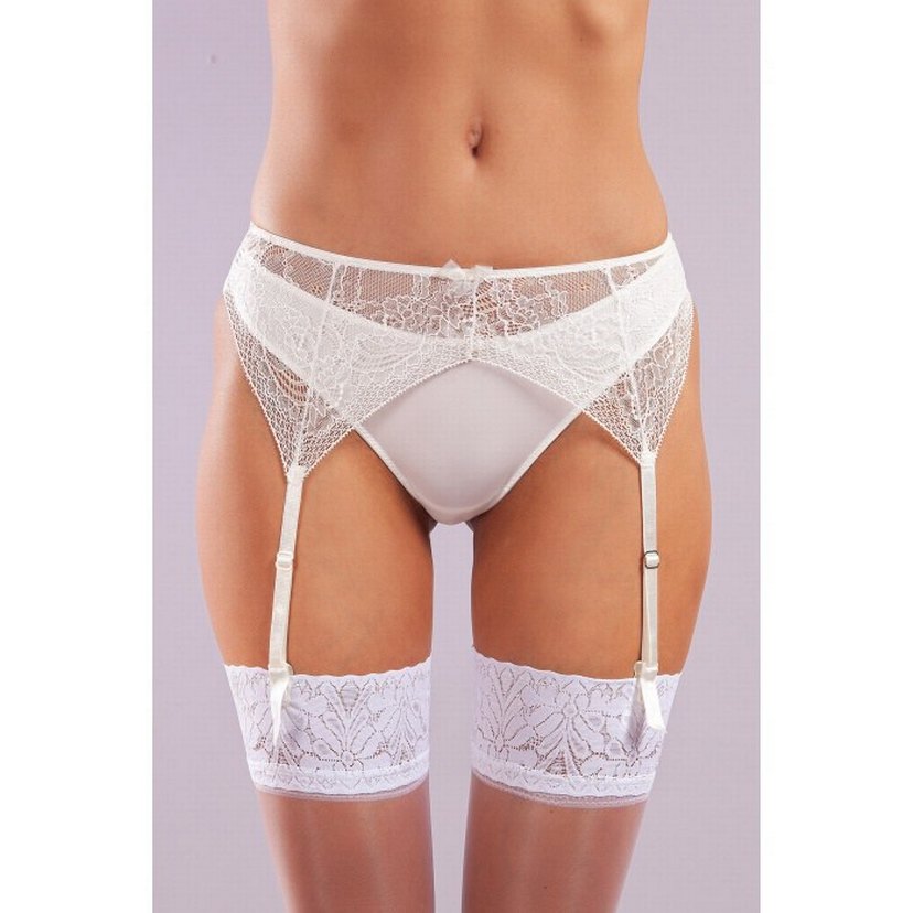 Golshan Gala Lace Garter Belt, Kadın Dantelli Ekru Jartiyer - Görsel 3