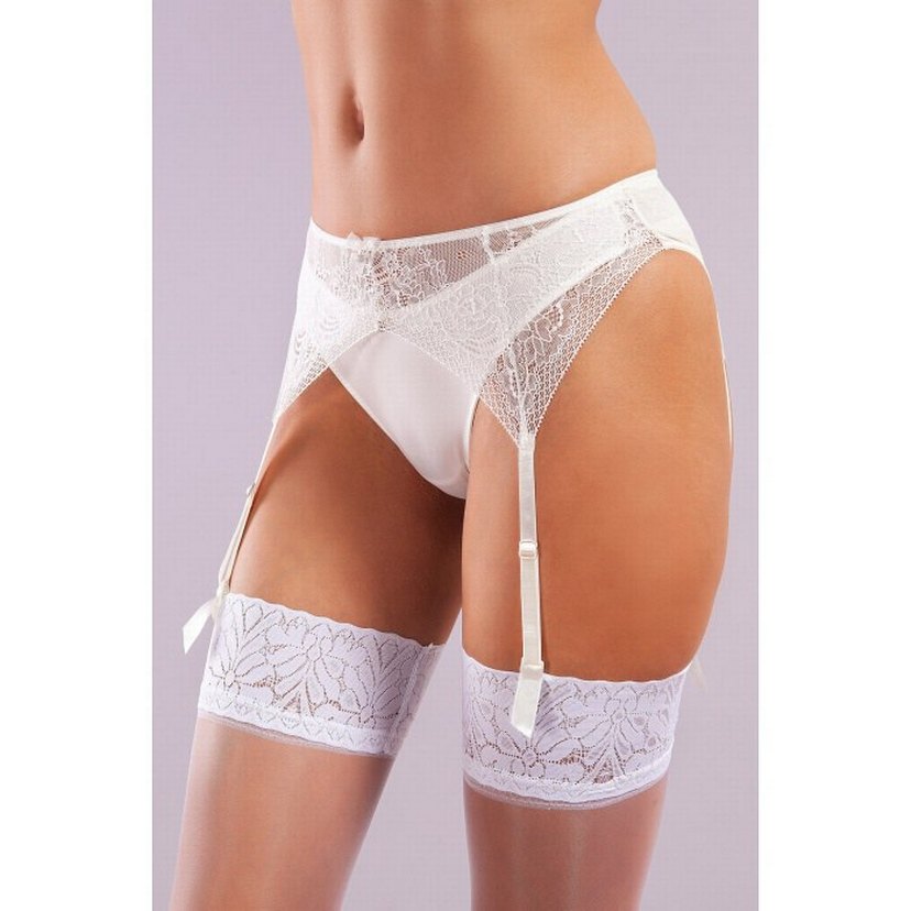 Golshan Gala Lace Garter Belt, Kadın Dantelli Ekru Jartiyer - Görsel 2