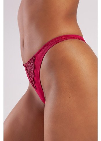 Golshan Garland Mini String, Kadın Güpürlü Şarap Külot - Görsel 3