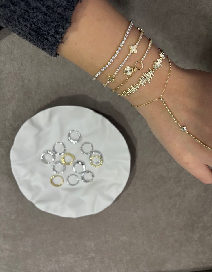 Minimalist Payetli Kadın çelik bileklik - Görsel 3