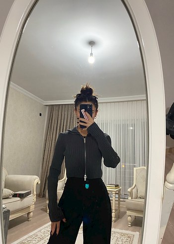 antrasit Yüksek Yakalı Kadın Ceket