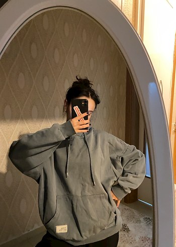 Gri Kapüşonlu Salaş Kadın Sweatshirt