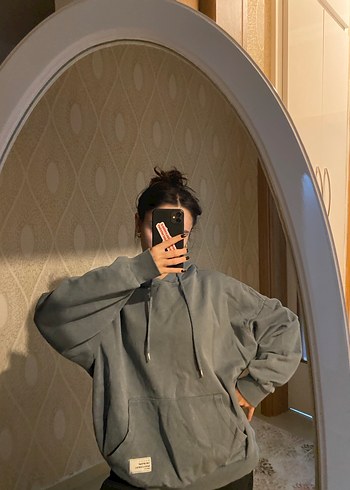 Diğer Gri Kapüşonlu Salaş Kadın Sweatshirt