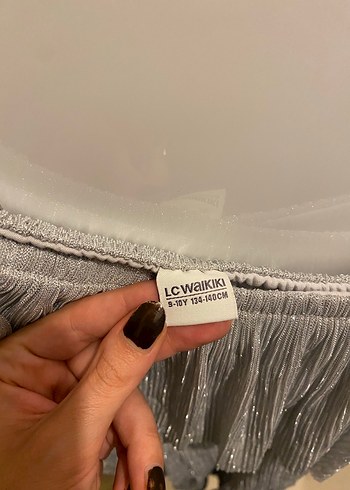 LC Waikiki Gri Kız Çocuk Fırfırlı Elbise