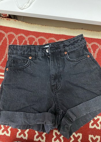 MANGO Kadın Siyah Yüksek Bel Denim Şort