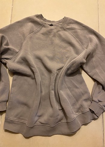 Gri Kadın Bisiklet Yaka Salaş Sweatshirt