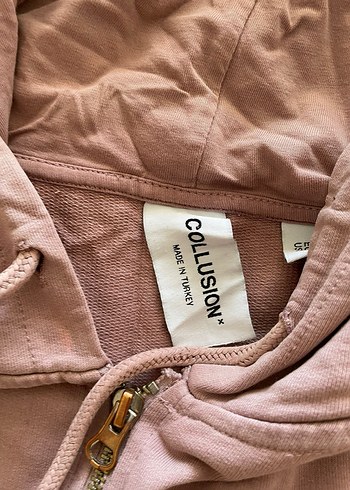 xl Beden Pembe Kapüşonlu Fermuarlı Sweatshirt