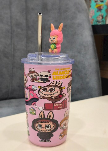 Pastel Pembe Pipetli Çocuk Termos