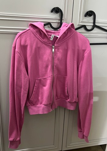 Pembe Fermuarlı Kadın Sweatshirt