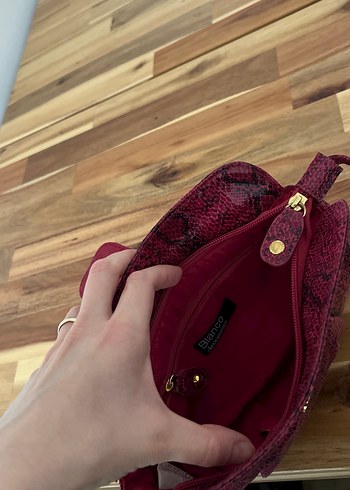  Beden bordo Renk Pembe Yılan Desenli Kadın Çanta