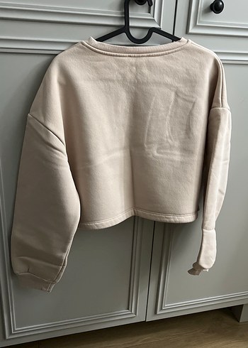 xs Beden Bej Kadın Uzun Kollu Oversize Sweatshirt