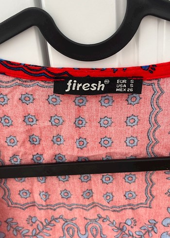 Diğer Kırmızı Desenli Uzun Bohem Kimono