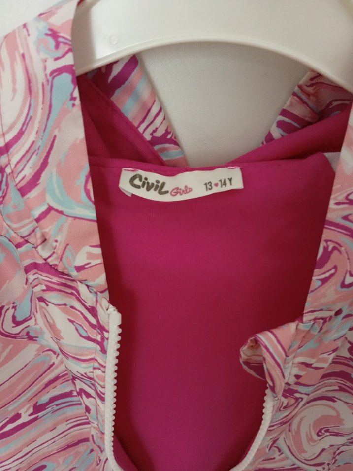 Kapüşonlu Pembe Batik Desenli çocuk yagmurluk - Görsel 4