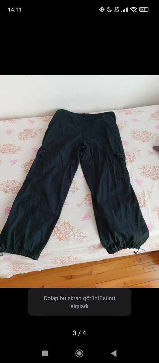 Siyah Kadın paraşüt Pantolon - Görsel 3