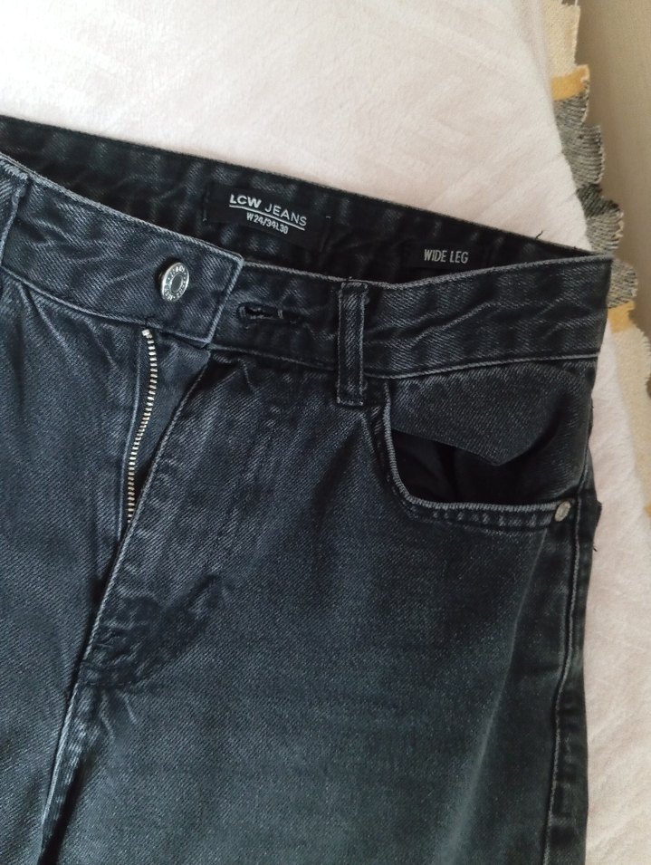 Gri Midi Boy Geniş Kesim Kadın Kot Pantolon - Görsel 2