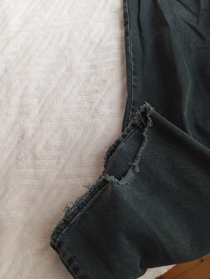 Gri Midi Boy Geniş Kesim Kadın Kot Pantolon - Görsel 3